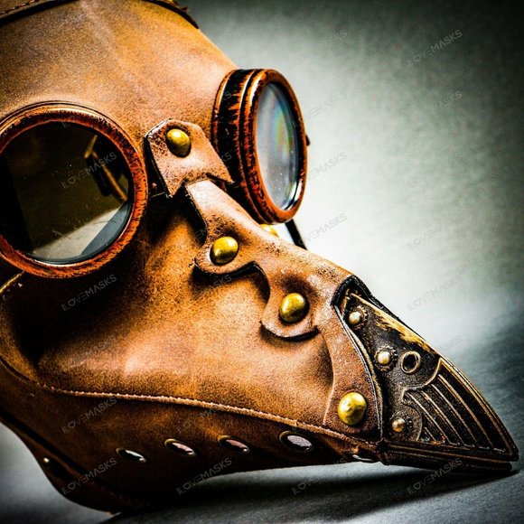 Halloween Plague Doctor Bird Nose Full Mask Brown - Picture 11 of 11